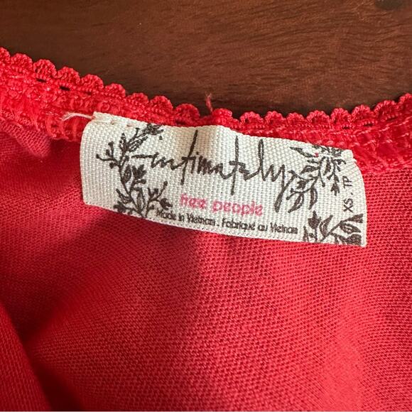 FREE PEOPLE Intimately FP Side of Sass Lace Trim XS Bodysuit Red Lady Bird NWT - Picture 8 of 14